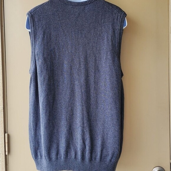 Chaps Men Grey/Gray Vneck Sweater Pullover Vest - Picture 8 of 13